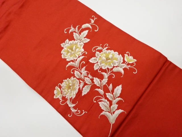 リサイクル　牡丹唐草模様織出し名古屋帯